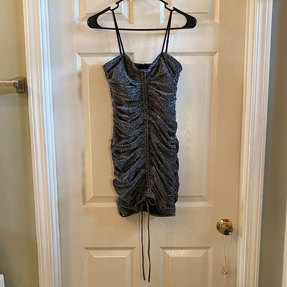 Crystal Doll Glittery Black Runched Dress 🔥 - Picture 3 of 15